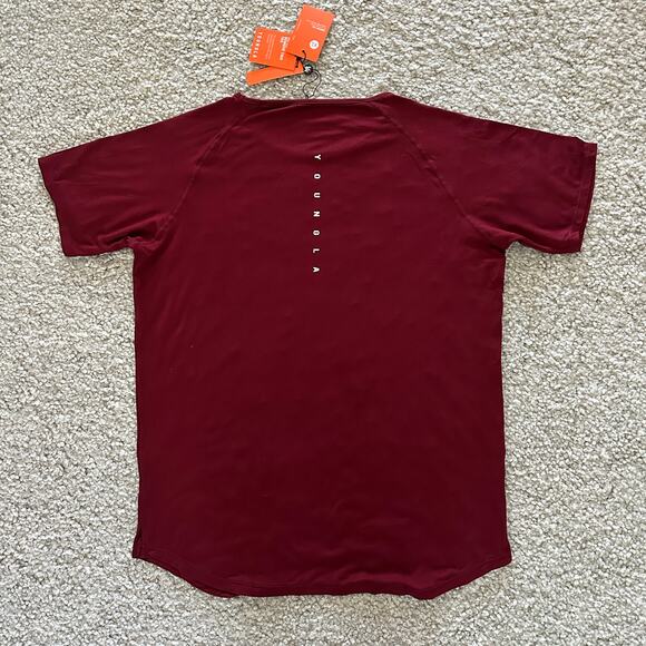 Men's YoungLA 403 ELITE TEE stretch quick dry, XL, NWT, Burgundy - Picture 2 of 8